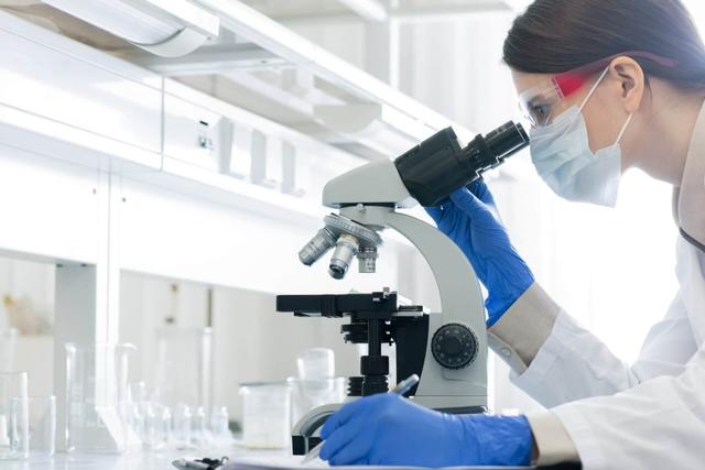 Scientist Examining Samples with a Microscope