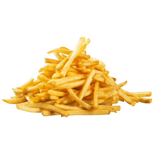 Clear coated potato fries