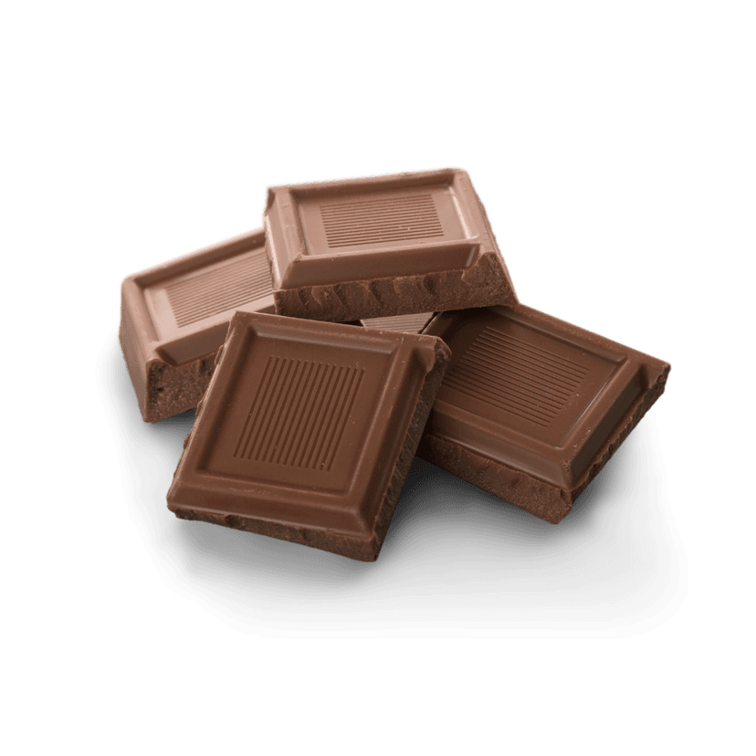 Reduced sugar chocolate pieces