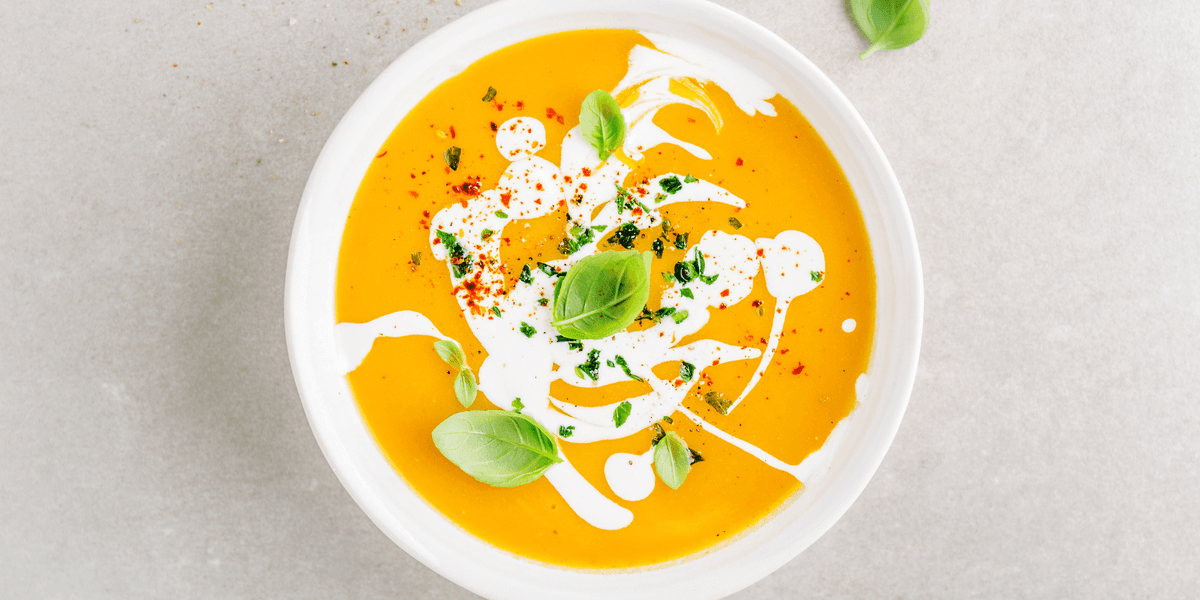 Clean label carrot soup in a bowl